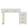 Homy Casa Vanity Table with Round Mirror Gold Accents and Storage Drawers for Bedroom or Dressing Room, White - 4 of 4