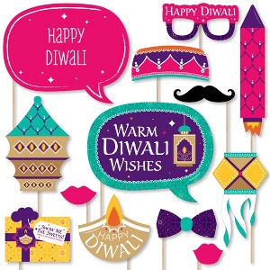Big Dot of Happiness Happy Diwali - Festival of Lights Party Photo Booth Props Kit - 20 Count - 1 of 4