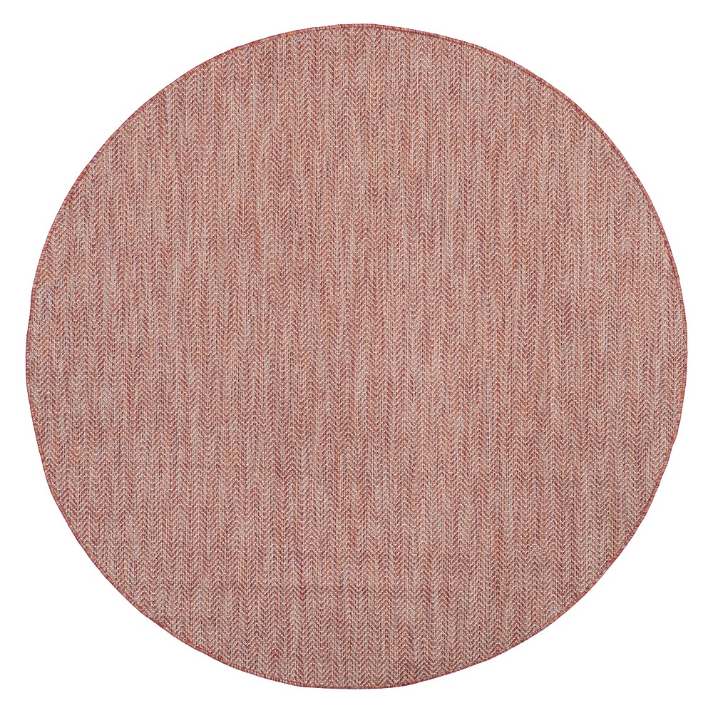 6'7in Round Positano Outdoor Rug Red/Beige - Safavieh