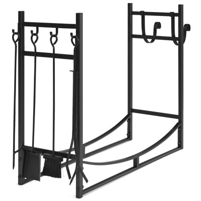 Tangkula 36” Firewood Rack with Tool Set 36” Fireplace Log Holder for Indoor&Outdoor Wood Stacker Lumbar Storage Organizer