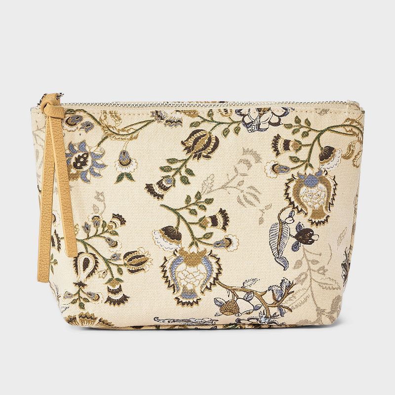 Canvas Floral Zip Travel Pouch - Universal Thread™ Gold