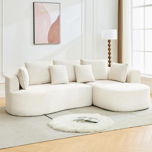106" Curved Modular Sectional Sofa with Throw Pillows, Luxury Chenille Cloud Couch with Deep Seat, Boneless Design - 1 of 4
