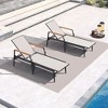 PURPLE LEAF Outdoor Chaise Lounge Chair Set of 2 Patio Pool Lounger Chairs with Wooden Armrest Sunbathing Tanning Recliner for Outside Backyard - 2 of 4