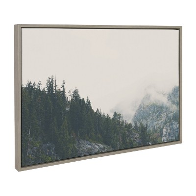 Sylvie Gray Framed Canvas Print of Mountain Range, 36" x 27"