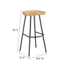 Modway Concord Backless Bar Stools – Set of 2 Solid Wood 29" Tall Stools with Tapered Legs, Modern Rustic Style - 3 of 4