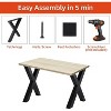 2 Metal Table Legs Wide Dining Legs, Heavy Duty 3.9'' Width Box Section Square X Frame, Desk Legs Industrial Black Table Legs - 4 of 4