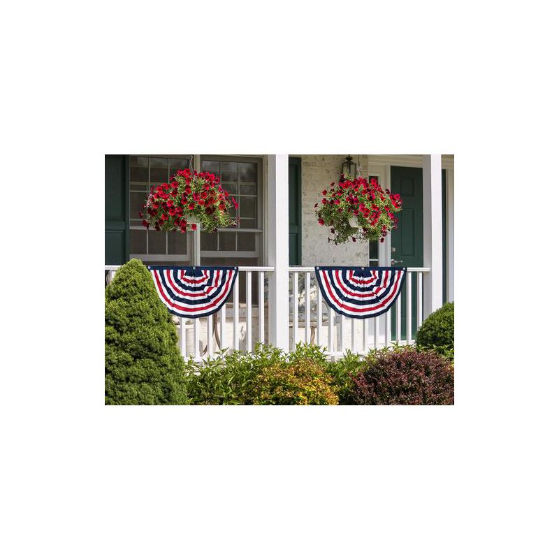 Red White And Blue Bunting 36" x 18" Pleated Banner with Brass Grommets Briarwood Lane, 1 of 4