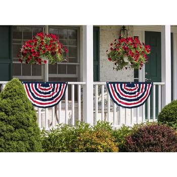 Red White And Blue Bunting 36" x 18" Pleated Banner with Brass Grommets Briarwood Lane