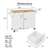 LunaLulinlk Kitchen Island with Drop Leaf Countertop, Rolling Kitchen Island Cart with Storage Cabinet and Tower Rack, White - 2 of 4