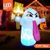 SYNCFUN 5 FT Halloween Inflatable Cute Ghost with Pumpkin Candy Basket and BOO Candy Sign, for Halloween Outdoor Decoration Yard, Garden, Lawn Decor - 3 of 4