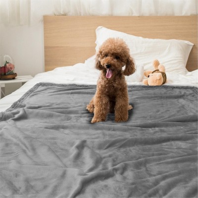 Large Light Grey Waterproof Sherpa Dog Blanket