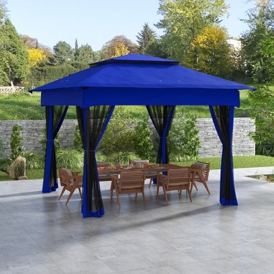 Outsunny Blue Pop-Up Gazebo with Mesh Sidewalls