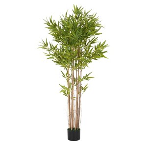 Okak 70IN Artificial Bamboo Tree with Black Plastic Pot, Indoor Faux Trees with Lifelike Feel, Plants Decor for Indoor or Outdoor Use, Green - 1 of 4