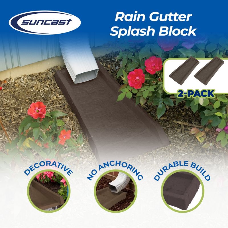Suncast Decorative Rain Gutter Downspout Garden Splash Block, 2 of 7