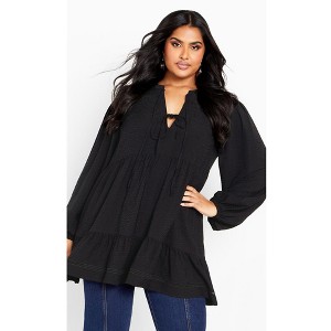 Avenue Women's Plus Size Brielle Embroidered Tunic Dress - 1 of 4