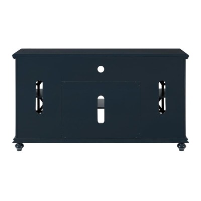 Catalina Blue Transitional 63" TV Stand with Trellis Glass Doors