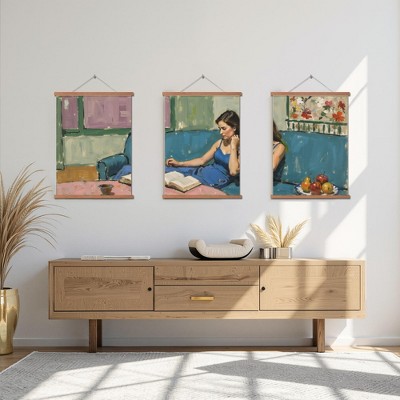 30x40cm Black Pole Art - Set of 3, Minimalist Design