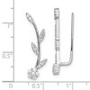 Black Bow Jewelry 6 x 27mm Rhodium-Plated Sterling Silver CZ Flower Ear Climber Earrings - 4 of 4