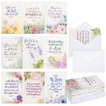 Faithful Finds 36 Pack Bulk Religious Sympathy Cards with Envelopes, Watercolor Floral Designs with Christian Bible Verses for Bereavement, 4 x 6 In