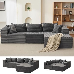 106" Comfy Cloud Sectional Couch with Chaise, L Shaped Boneless Sofa | Fluffy Gray Couches for Living Room, Modular Sofa Couch & Bed - 1 of 4