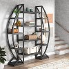 Hommoo Industrial Bookshelf, Oval Triple Wide Bookcases Display Shelves - 4 of 4