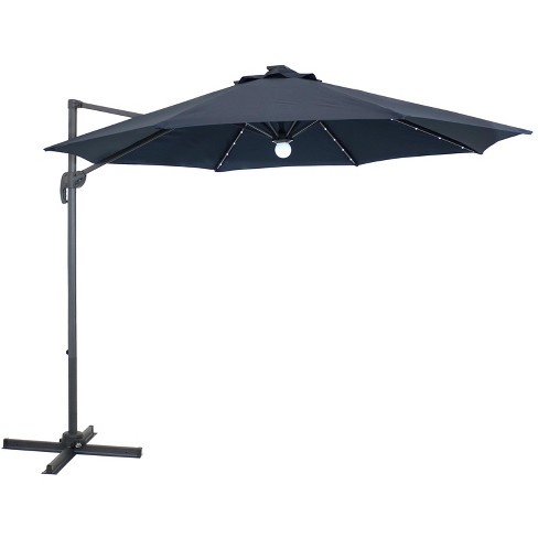 Offset Solar Led Lighted Patio Umbrella Navy Blue Sunnydaze Decor Target