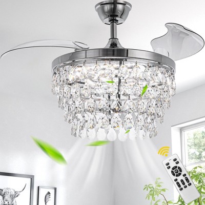 Bella Depot 42" Modern Gold Crystal Ceiling Fan with Light and Remote