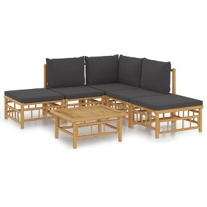 vidaXL Garden Lounge Set Dark Grey Bamboo and Polyester Medium Modular - 1 of 4