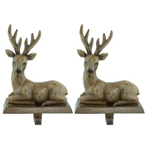 Northlight Set of 2 Brown Reindeer Christmas Stocking Holders 7.25" - 1 of 4