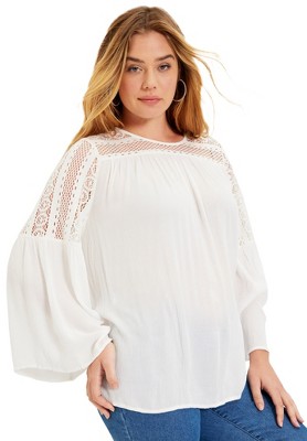 June + Vie By Roaman's Women's Plus Size Embroidered V-neck Wrap