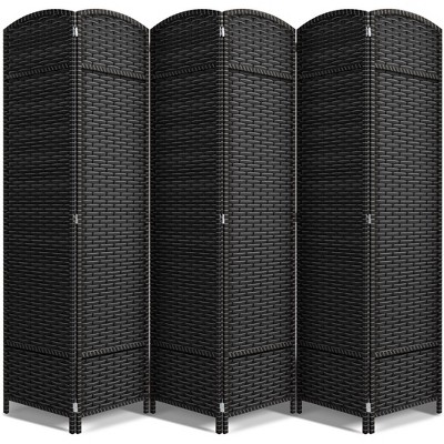 Sorbus 6 Panel Room Divider 6 ft. Tall - Extra Wide Double Hinged Panels, Mesh Hand-Woven Design, Partition Room Dividers (Gray Line)