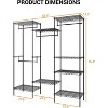 Space-Saving Closet Organizer with 4 Hanging Rods & 8 Shelves, Adjustable Heavy Duty Clothes Rack, Laundry Room, Freestanding Wardrobe Storage System - 2 of 4