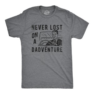 Mens Never Lost On A Dadventure T Shirt Funny Fathers Day Exciting Dad Tee For Guys - Crazy Dog Men's T Shirt - 1 of 4