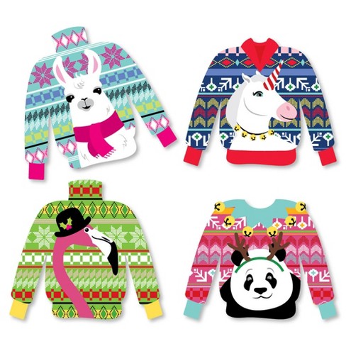 Big Dot Of Happiness Colorful Christmas Sweaters - Paper Straw