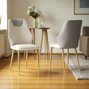 Mshliw Set of 2 PU Leather Dining Chairs with Gold-Plated Carbon Steel Legs, Ergonomic Backrest & Cushioned Seat for Kitchen, Dining Room - 1 of 4