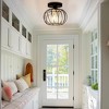 DORESshop Modern Semi-Flush Mount Ceiling Light with Black Finish and Fabric Drum Shade – 1-Light Fixture for Bedroom, Hallway or Entryway - 2 of 4