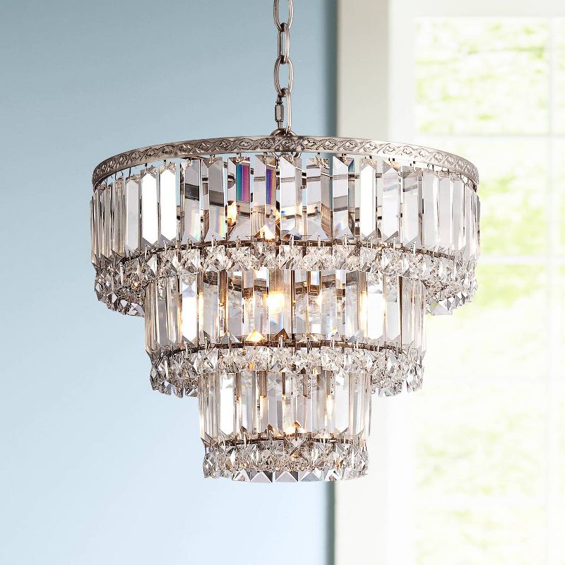 Vienna Full Spectrum Magnificence Satin Nickel Chandelier 14 1/4" Wide Modern Faceted Crystal Glass 7-Light LED Fixture for Dining Room House Kitchen, 2 of 8