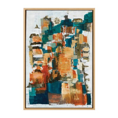 Meteora Abstract Multicolor Canvas Wall Art with Natural Frame