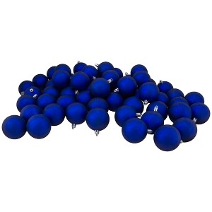 Northlight 60ct Shatterproof Matte Christmas Ball Tree Ornament Set 2.5" - Royal Blue - 1 of 3
