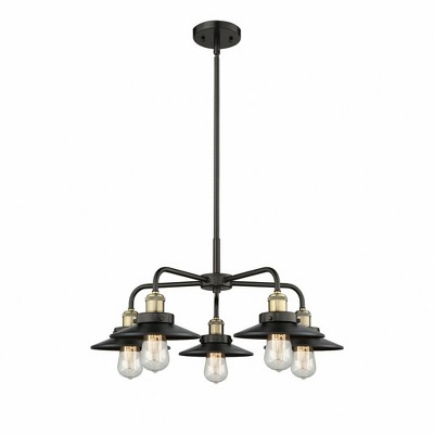 Ballston Urban - 5 Light Stem Hung Chandelier In Industrial Style-11 Inches Tall and 26 Inches Wide