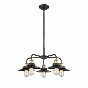 Ballston Urban - 5 Light Stem Hung Chandelier In Industrial Style-11 Inches Tall and 26 Inches Wide - 1 of 1