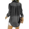 Imily Bela Womens Distressed Denim Shirt Jacket Oversized Long Sleeve Roll Up Versatile Tunic - 3 of 4