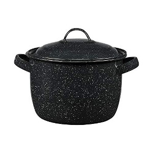 Granite Ware Enamel on Steel 4-Quart Bean / Stock Pot with lid, Speckled Black - 1 of 4