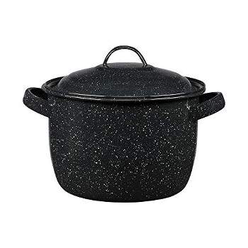 Granite Ware Enamel on Steel 4-Quart Bean / Stock Pot with lid, Speckled Black