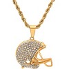 Steeltime 24" Men's 18k gold plated stainless steel and simulated diamonds football helmet pendant - 2 of 4
