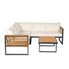 4-Piece Outdoor Acacia Wood Patio Sofa Set with Cushions, Waterproof Metal Frame Corner Sectional Seating for Garden or Balcony Use-Cuddlewood - 3 of 4