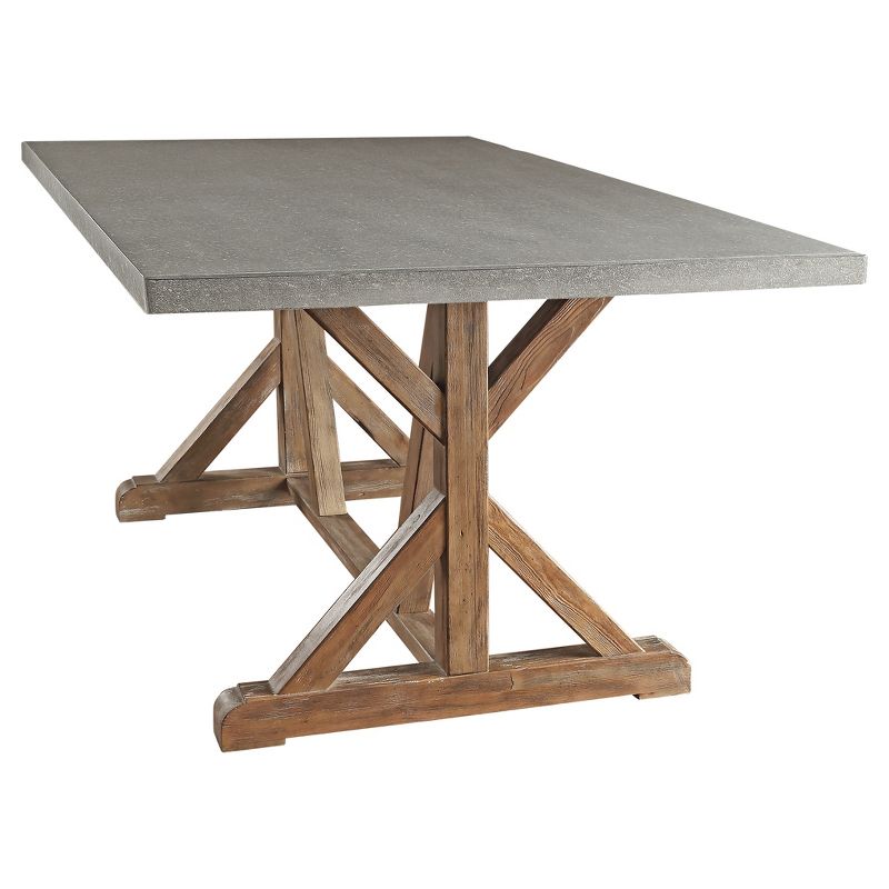Camilla Farmhouse Concrete Topped Trestle Dining Table Vintage Pine - Inspire Q, 5 of 8