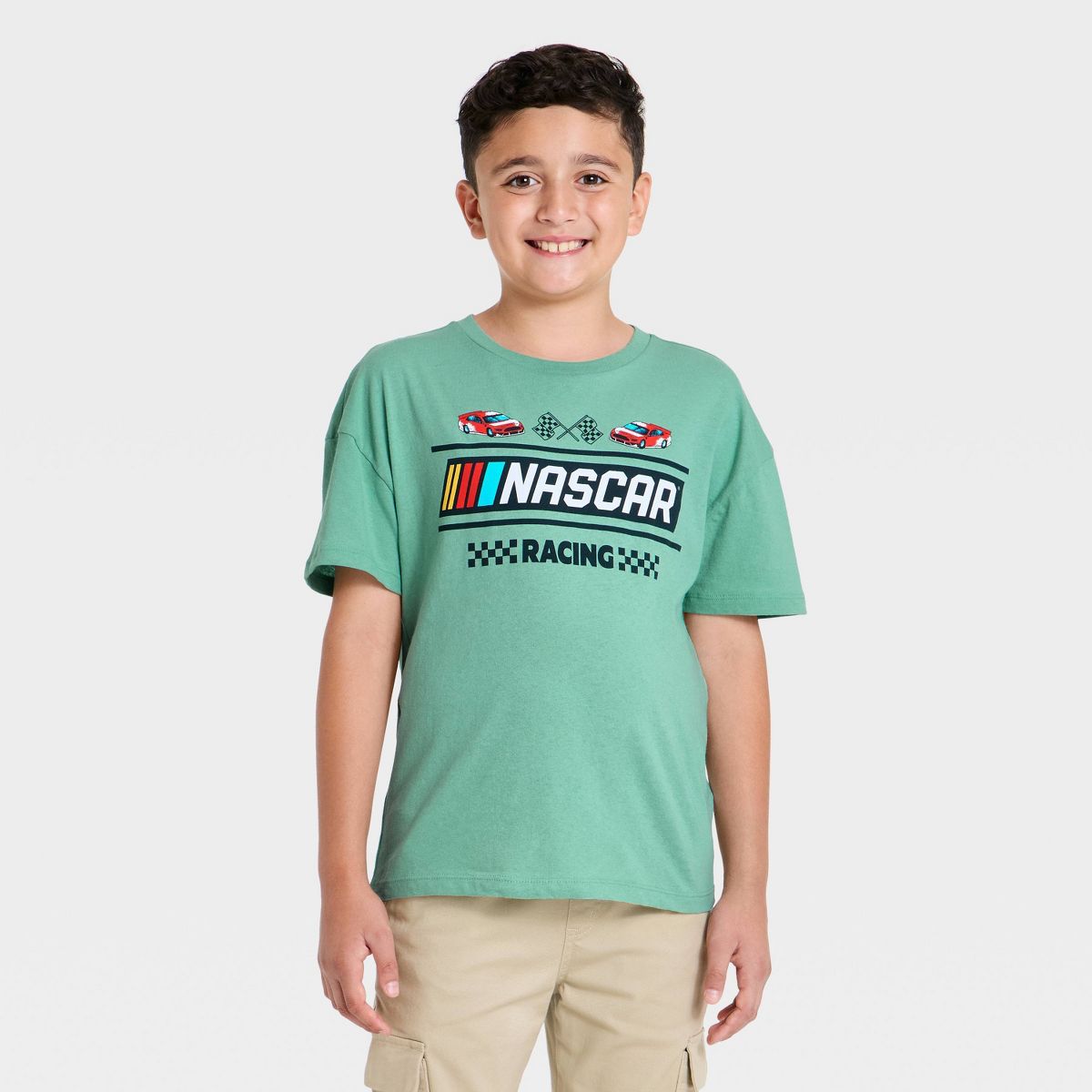 Boys' Nascar Racing Front and Back Graphic T-Shirt - Green