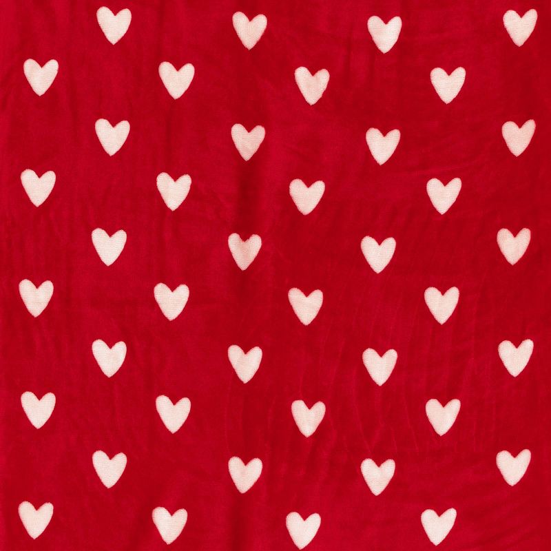 Printed Plush Hearts Throw Blanket with Faux Shearling Reverse Red/Pink - Threshold&#8482;, 6 of 10