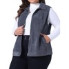 Agnes Orinda Women's Plus Size Corduroy Zipper Side Pocket Casual Sleeveless Fleece Vests - 2 of 4